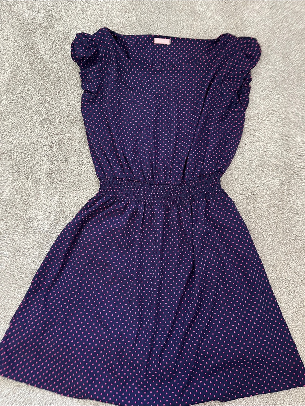 Forever 21 Women’s Navy Pink Heart Pink Polka Dot Fit-and-Flare Dress S